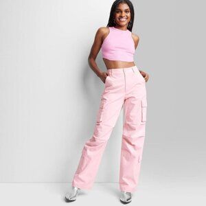 Pink High-Rise Cargo Utility Pants - XS